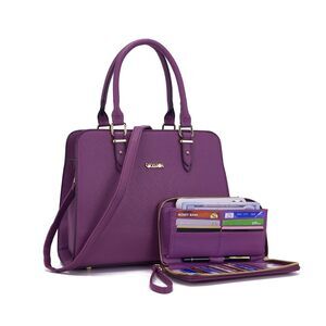 4163 Purse Purses And Handbags Satchel Wallet Sets Work Tote Bags Purple
